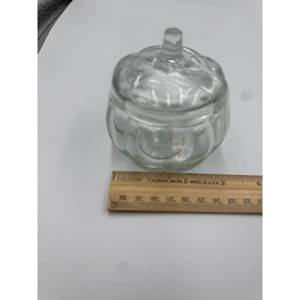 Glass Pumpkin Plate and 2 Lidded Jars Set
